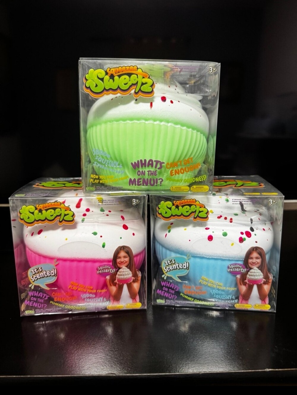NIB Squeezee Sweetz Scented Squishy Cupcake set of 3